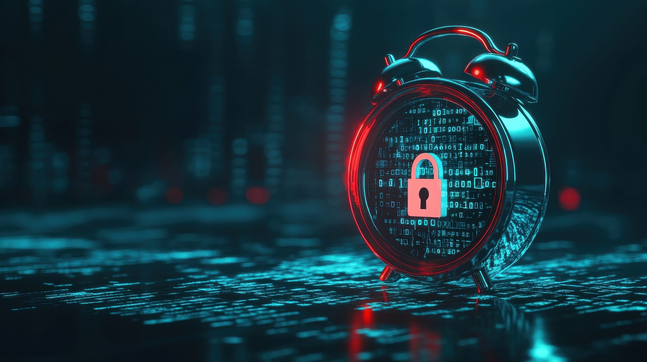 cyber security time bomb alarm clock concept